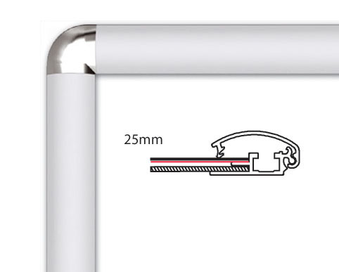 Snap Frame with round corners 25mm profile